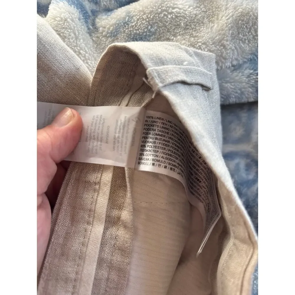 NWT Mango MNG Men’s 100% Linen Pants Slim Fit Pockets Off White Size 38